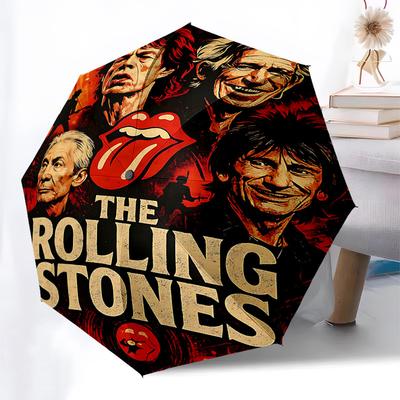 1pc The Rolling Stones Automatic Open, Windproof, Compact Travel Umbrella, Gift for Birthday, Christmas, Business 93064