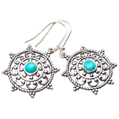 

StarGems® Natural Turquoise Handmade 925 Sterling Silver Earrings 1.5 E1612