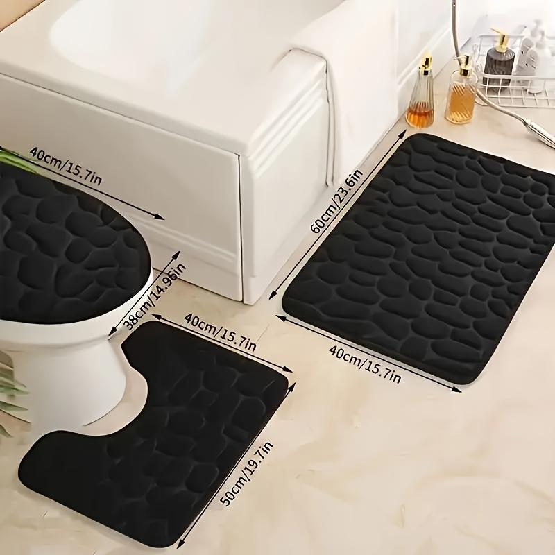 3-Piece Luxury Coral Fleece Bathroom Mat Set, Non-Slip, Quick Drying, Water Absorbent, Machine Washable, Polyester
