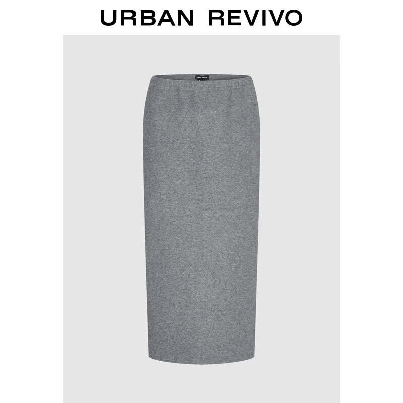 UR 2025 Winter Casual Elastic Waist Back Slit Skirt XL