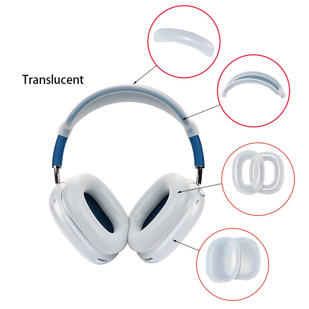 Silikonové pouzdro pro sluchátka AirPodsMax, odolné proti poškrábání, náušníky, kryt/kryt na hlavový most 4 v 1