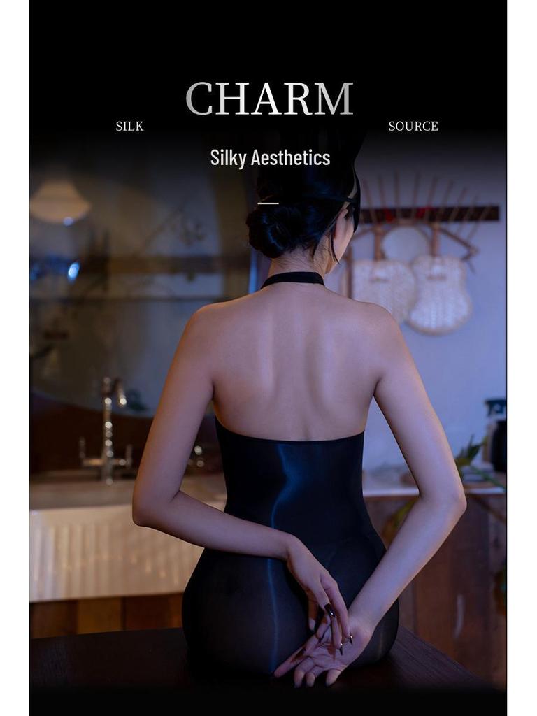 Ölglänzendes Seidiges Trägerkleid - Nische High-End Hüftbetonendes Einteiliges Rock