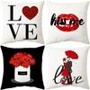 Valentine's Day Pillow New Home Gift Short Plush Printed Pillow Cover Square Sofa Cushion Cover