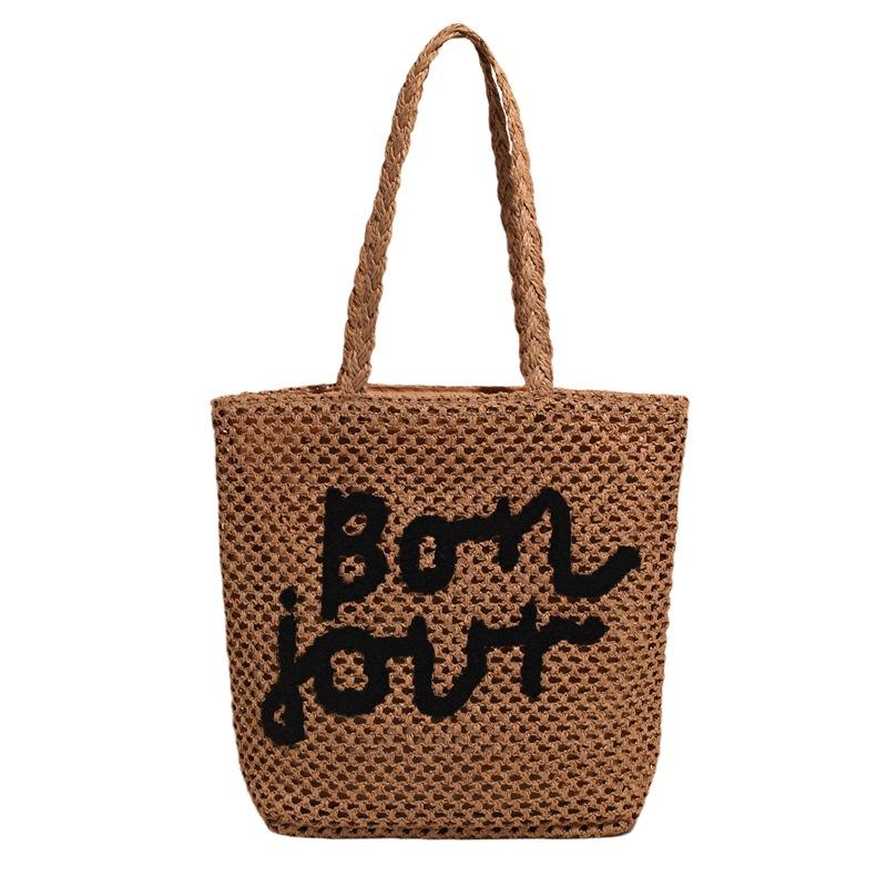 Versatile Straw Woven Bag Women's Leisure Travel Beach Bag Fringed Handwoven Bag Summer Tote Handbag