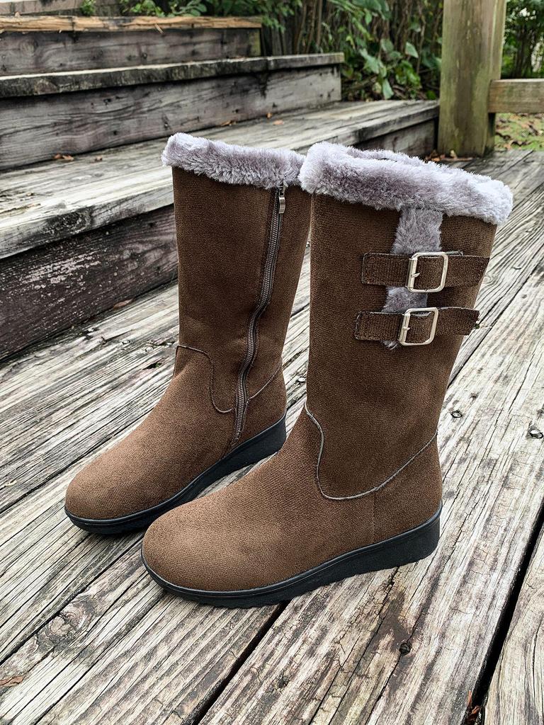 Women's Plus Size Mid-Calf Snow Boots, Thickened & Fleece-Lined, Warm Cotton, Autumn/Winter 2025 Collection