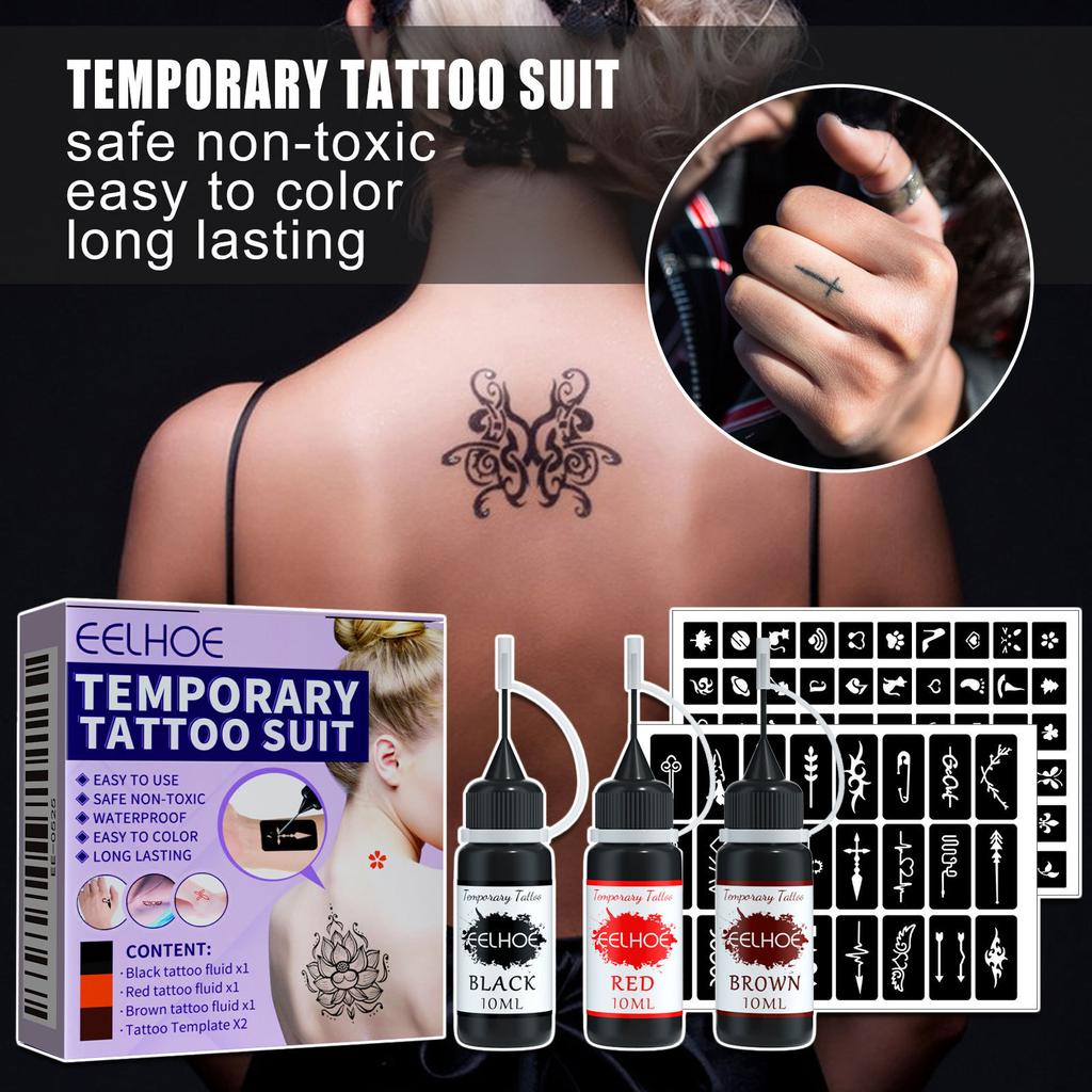 Kit de tatuajes temporales impermeables para arte corporal plantillas decorativas para la piel
