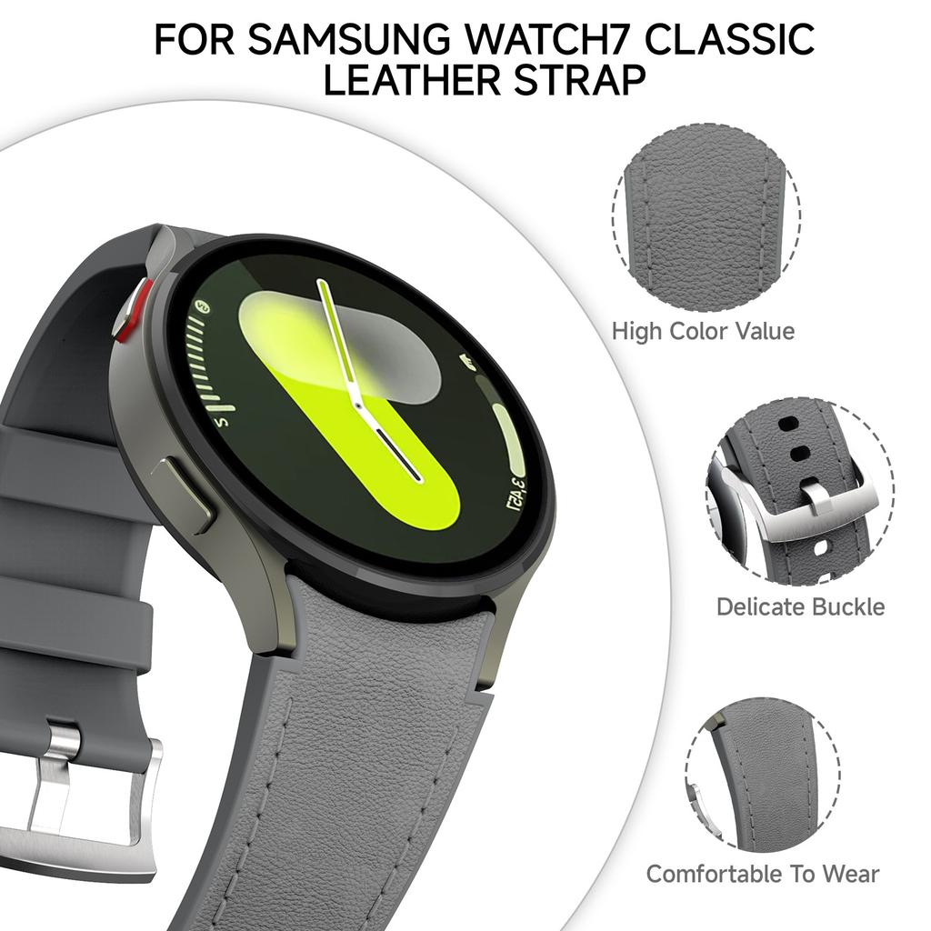 Cinturino in Silicone+Pelle per Samsung Galaxy Watch 7 6 5 4 FE 40mm 44mm Braccialetto Cinturino Orologio 6 4 Classic 43/47mm 42/46mm Correa