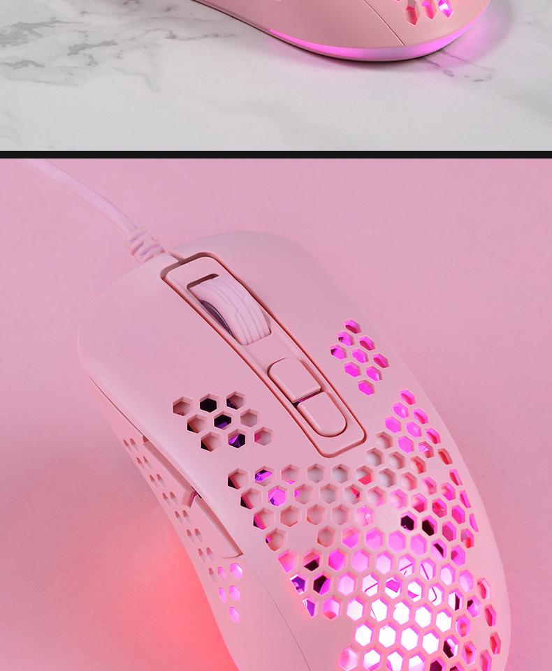 Xinmeng Lightweight 383-Hole Wired USB Gaming Mouse with Programmable Macros
