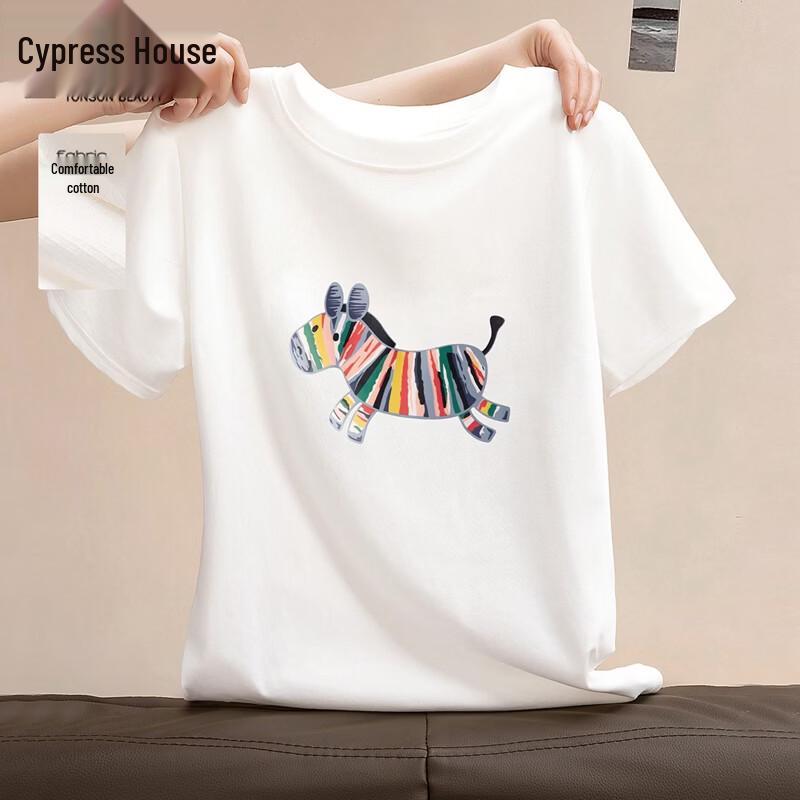 Women s Cartoon Pony Print Round Neck Short Sleeve T-shirt M