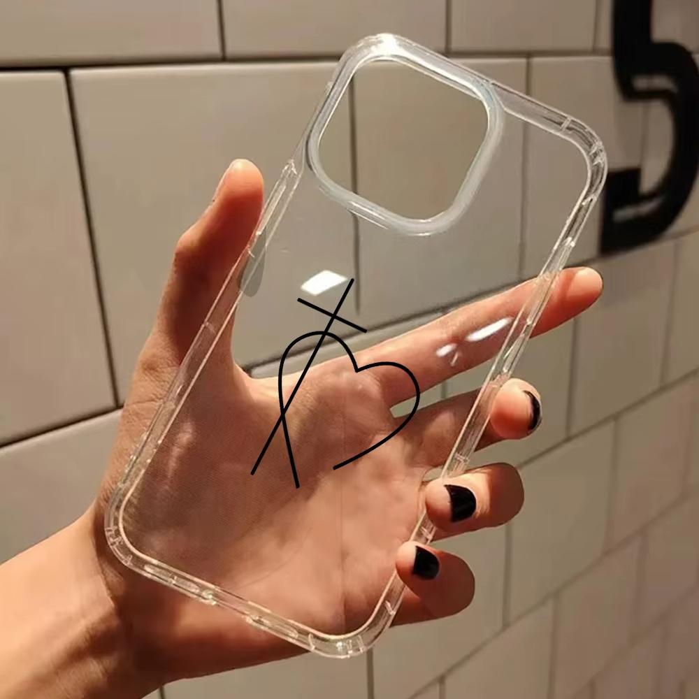 Simple Love Heart Pattern Clear Phone Case For iPhone 17 Air 11 12 13 14 15 16 Pro Max 15 14 Plus XS X XR Silicone Soft Cover