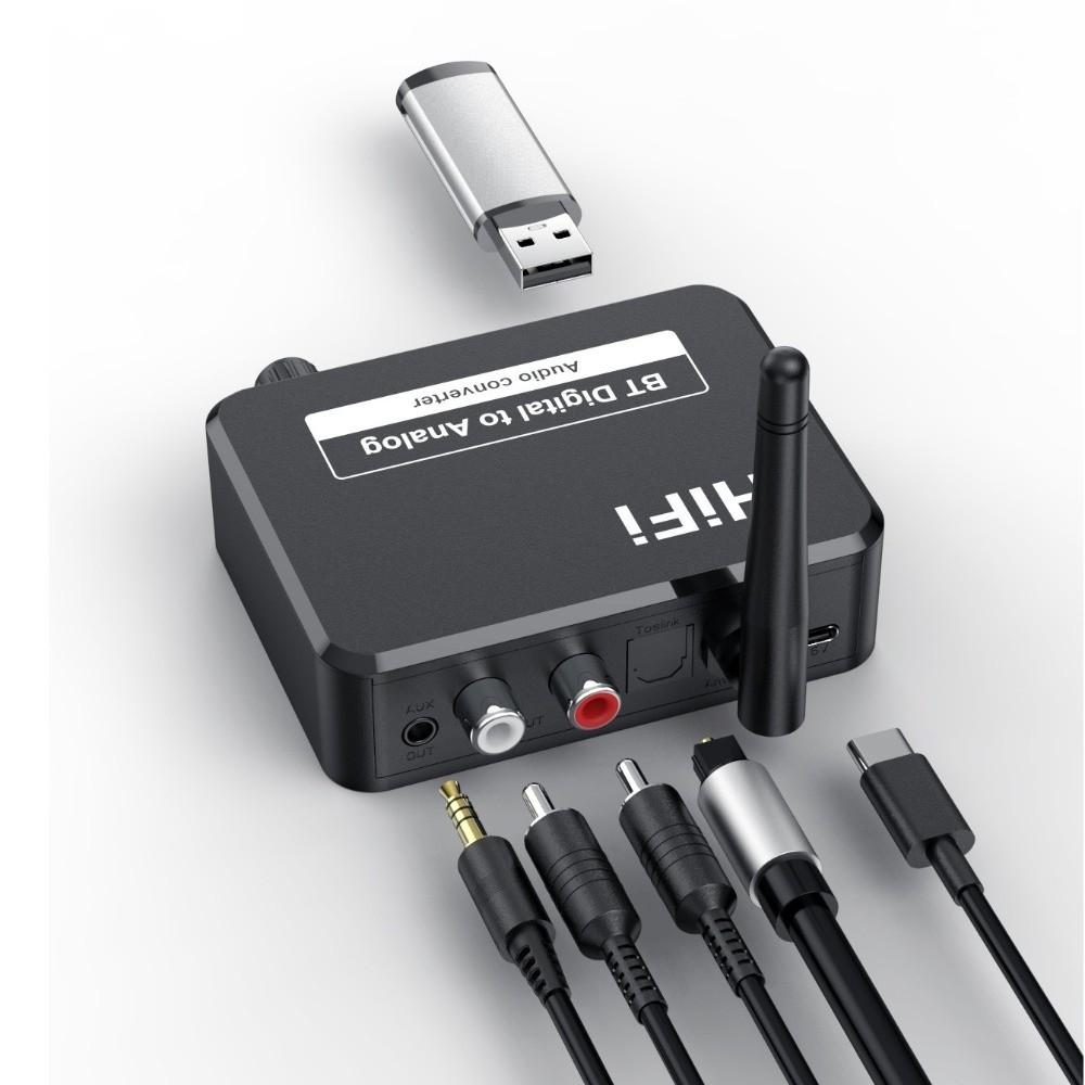 Toslink Support Bluetooth Audio Adapter SPDIF Input Audio DAC Adapter  Desktop Setup