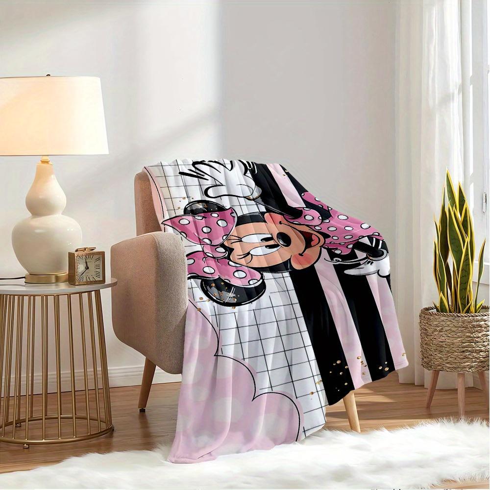 1pc Flannel Minnie Mouse Pink Polka Dot Bedding Throw Blanket Sofa Cover Gift Home Decoration Room Decorative Throws
