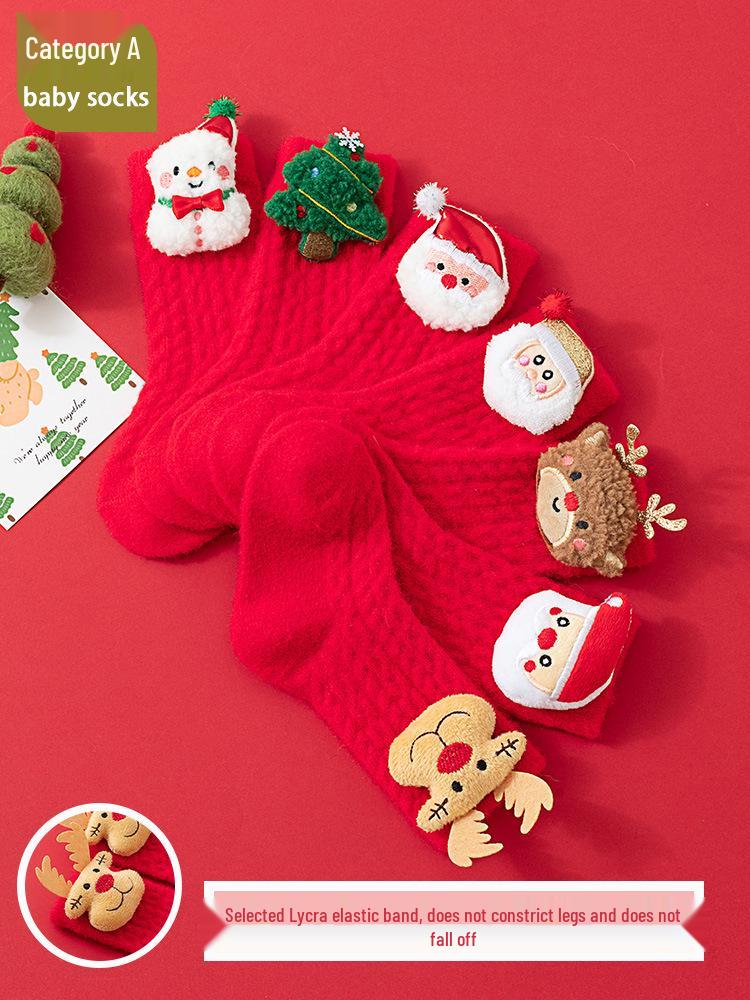 Cozy Christmas Fleece Socks for Newborns and Toddlers, Warm and Festive Red for Boys and Girls.