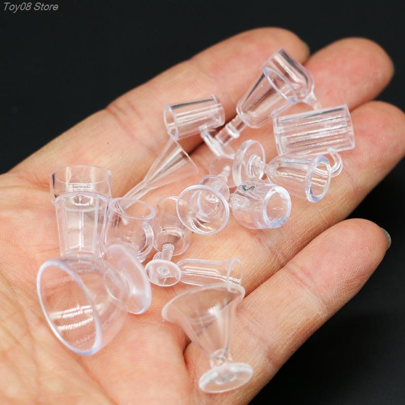 10Pcs 1:12 Dollhouse Simulation Mini Red Wine Cup Goblet For Dollhouse Kitchen Bar Miniature Accessories