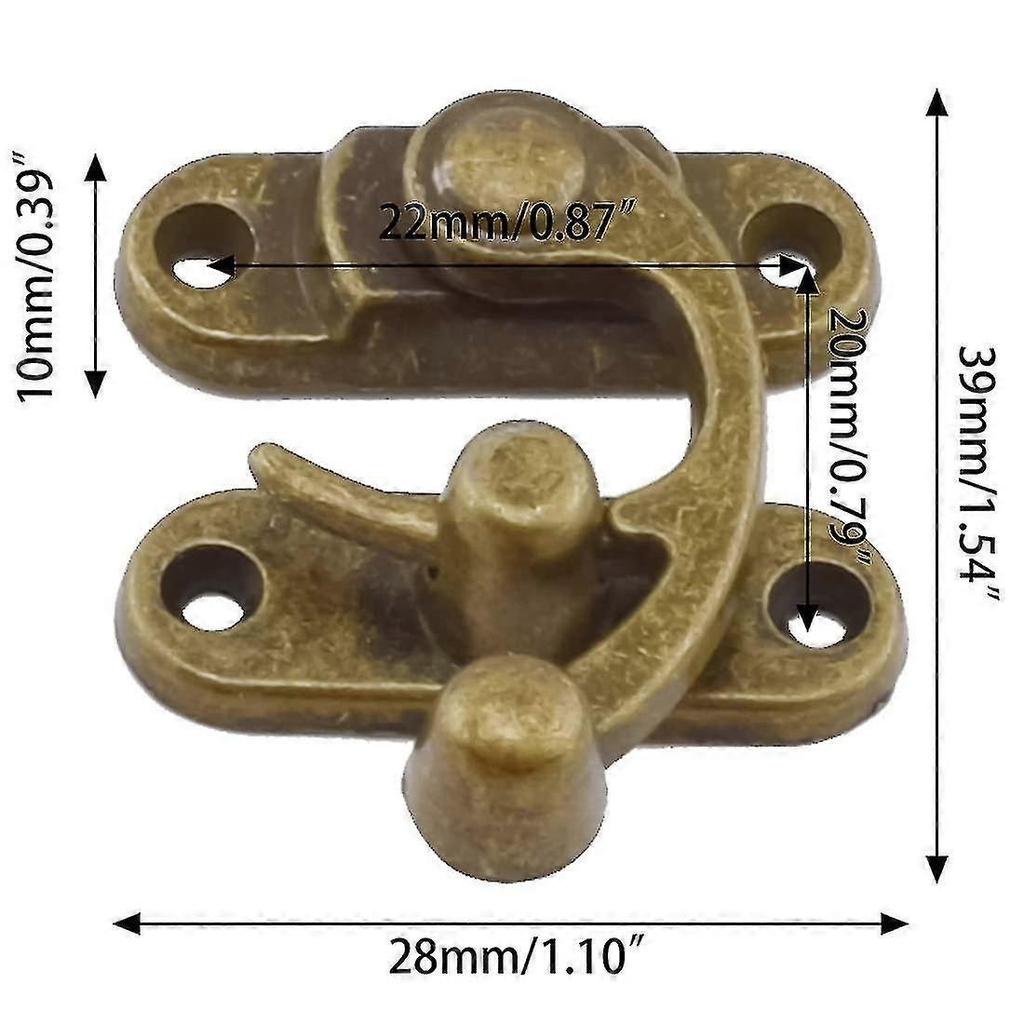 12 Pcs Antique Right Hook Hasp Latch Retro Swing Horn Lock Clasp With Mounting Screws, 1.1 X 1.3 In, Bronze - RiRi