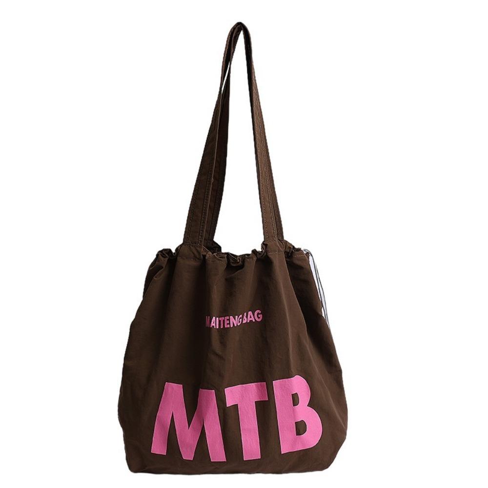 Light Weight Drawstring Bags Nylon Tote Bags Fashion Letter Shoulder Bag  Female