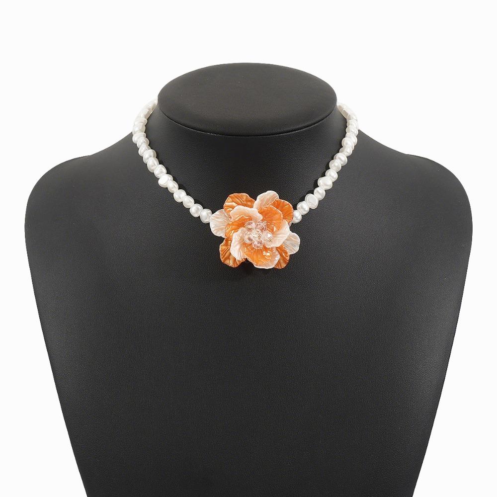 Camellia Flower Imitation Pearl Necklace Romantic Clavicle Chain Necklace  Fashion Jewelry