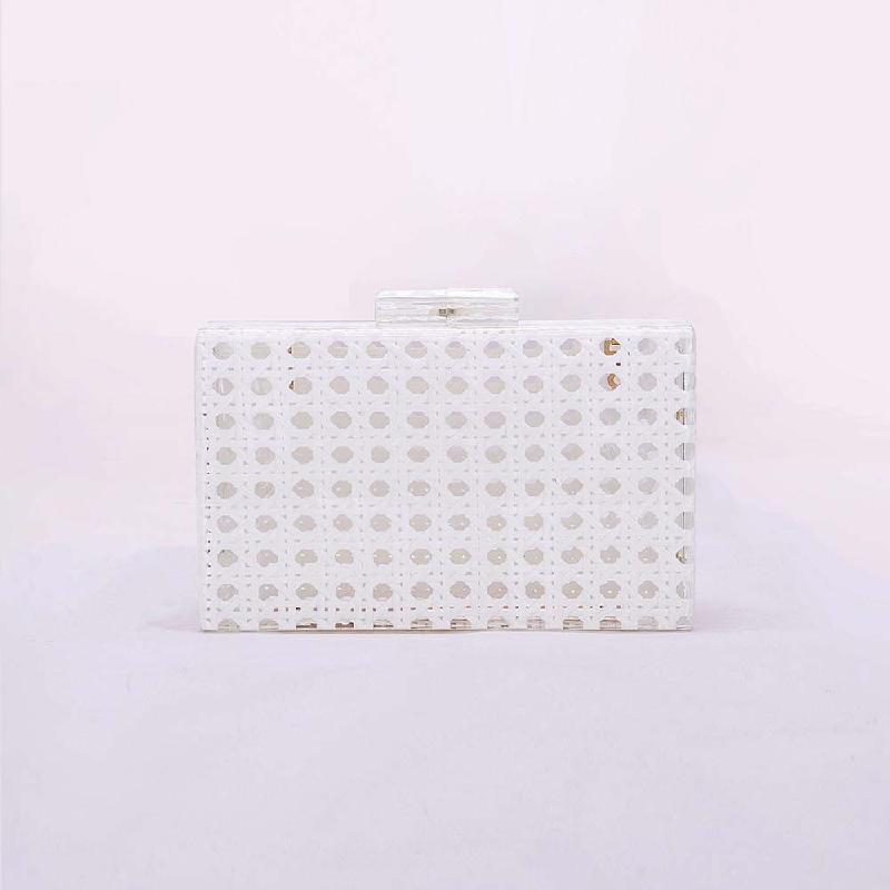 Evening Bag Vintage Rattan Crossbody Acrylic Shoulder Handbags Chain Clutch Party Wallets Mini Sacs Woven Women's Handbag Small