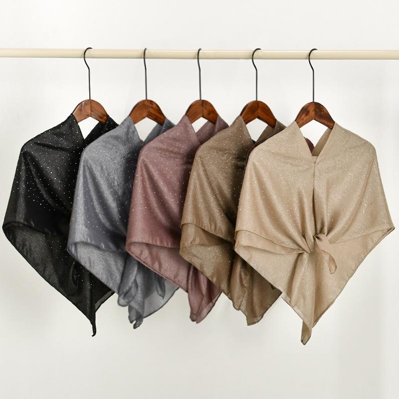 Hot-selling New Gypsy Convenient Headscarf Fashion Temperament Outer Shawl Solid Color Silk Scarf Scarf