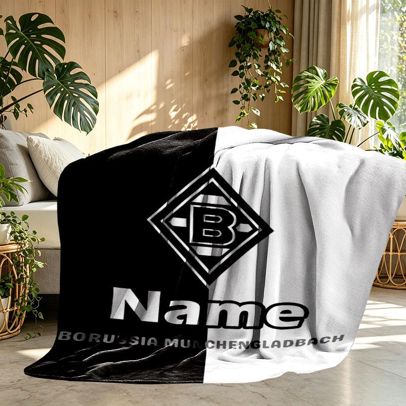 Custom Name Personalized Borussia Monchengladbach Print Blanket, Home Decor, Bedroom, Sofa, Camping, Couch, Gifts for Birthday Christmas