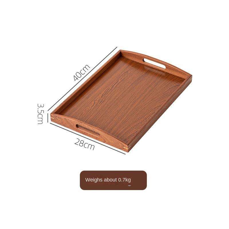 Ebony Rectangular Tea Plate Solid Wooden Storage Trays Water Cup Fruit Food Bread Sundries Serving Tray Household Organizer