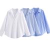 Loose Asymmetric Shirts for Women, Long Sleeve, Front Button, Female Blouses, Chic Tops, Fashion