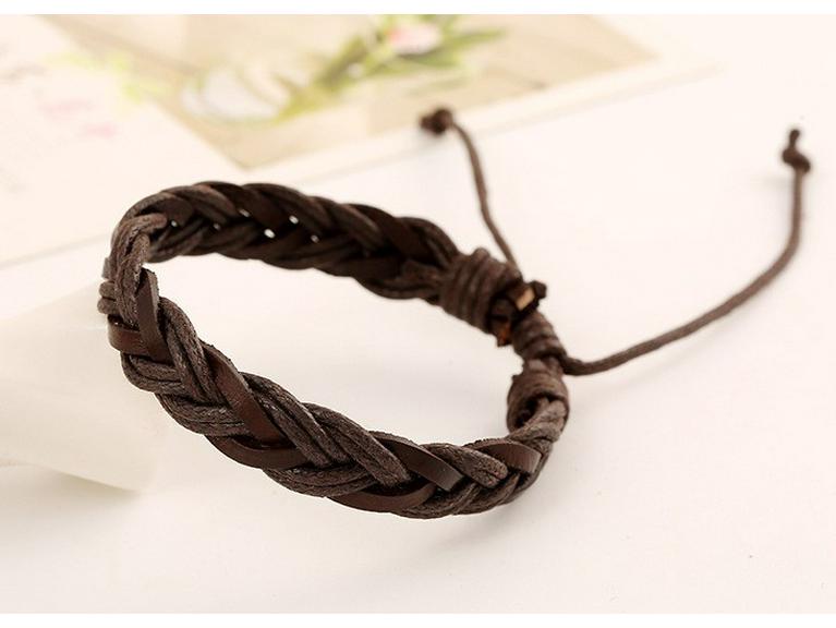 

Многослойный браслет из коровьей кожи в корейском стиле, сплетенный вручную, в цвете «черный кофе» — модный ретро-дизайн с бесплатной доставкой кофейный
