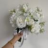 Customized Wedding Bridal Flower Bouquet Silk Artificial White Rose Bouquet Bridal Bouquet for Wedding Bride Floral Arrangement
