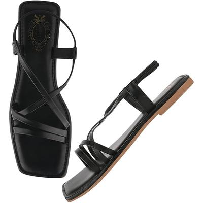 Shoetopia Casual Black Flat Sandals For Women /Eu41