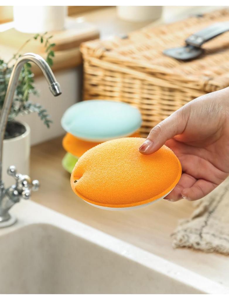 High-Density Colored Kitchen Sponge Scrubber - Thickened Scouring Pad for Dishwashing and Pot Cleaning