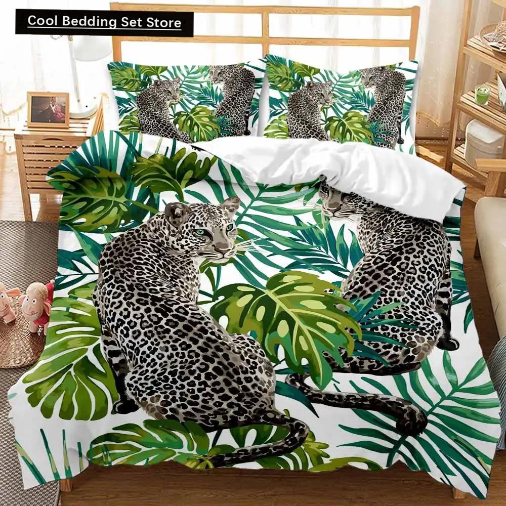 Comforter Leopard Fierce Cheetah Bedding Set Moon Viewing Wild Animal Printed Double Queen King Size Polyester
