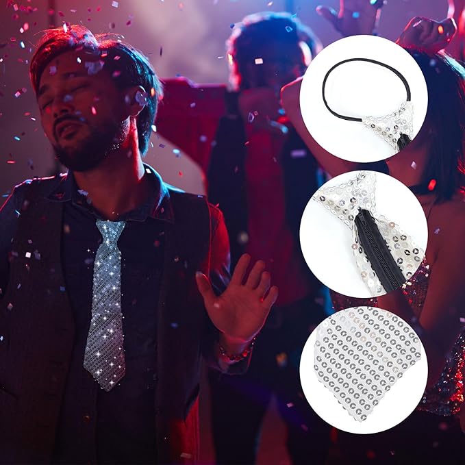 Cravatta Unisex Pre-annodata con Paillettes Cravatta Scintillante Glitter per Costume da Festa