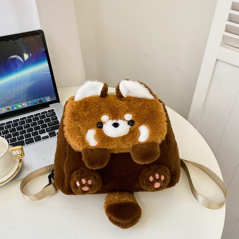 Niedlicher Mädchen-Doppelzweck-Rucksack, Schleife, Lamm-Puppentasche, Cartoon-Waschbär-Tier-Schräg-Umhängetasche