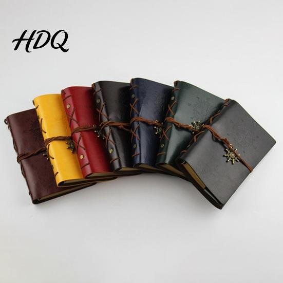 Sketchbook Notebook Faux Leather Binder 6 Ring Loose Leaf Vintage Personal Wear-resistant Journal Planner with Retro Steering Wheel Pendant