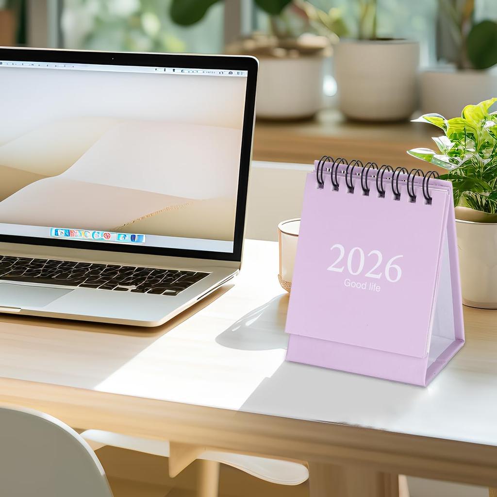 Mini Desk Calendar 2026-2027, January 2026 until July 2027, 19 Months Standing Flip Small Desktop Calendar Twin-Wire Binding with Stickers for Home