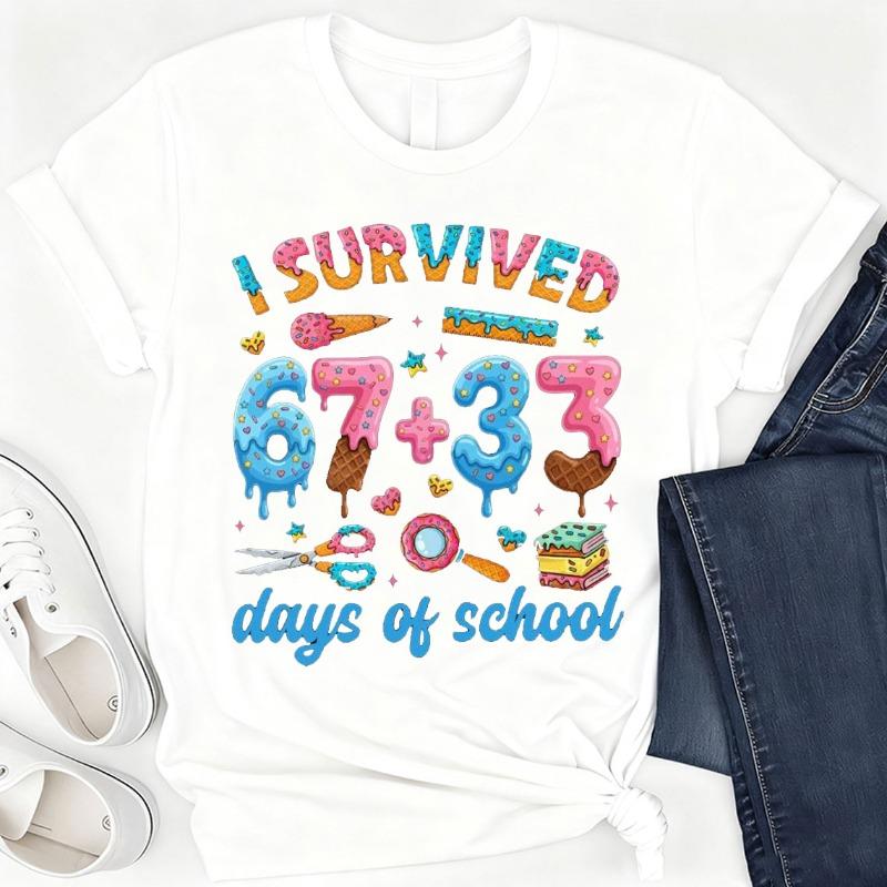 I Survived 6733 Days of School Shirt 100 Days School Tee Funny Student School Sweatshirt Cute Classroom 100th Day Shirt