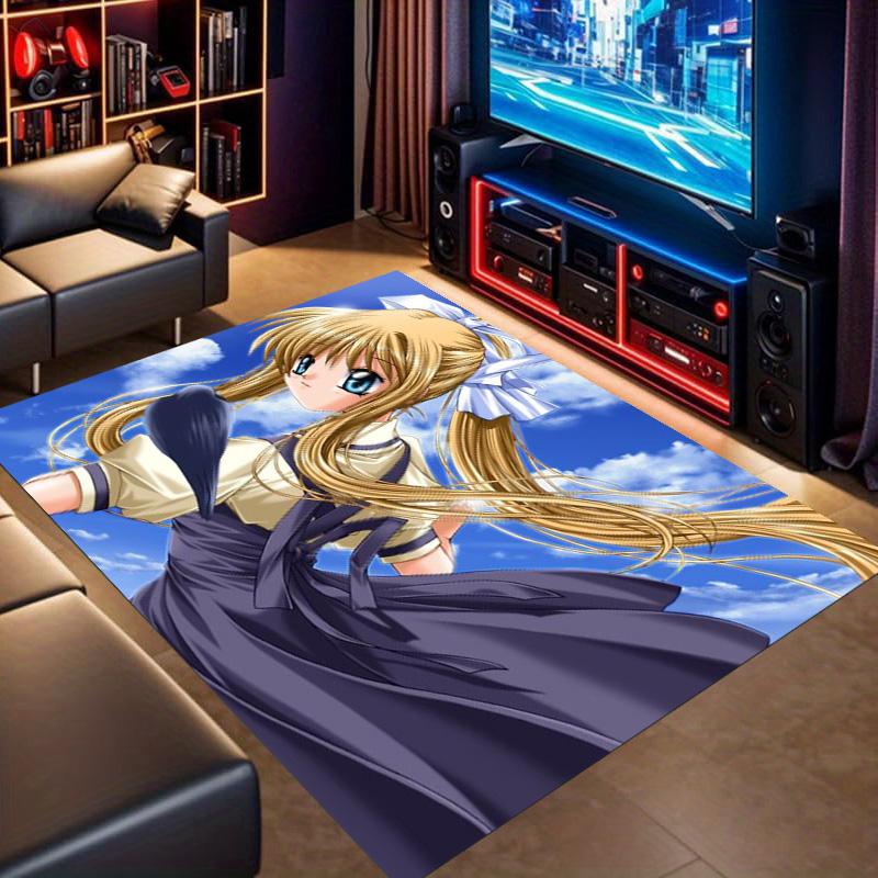 Air Anime Girl Area Rug, Anime Character Floor Mat, Non Slip Carpet for Living Room Bedroom, Cartoon Home Decor Indoor Rug
