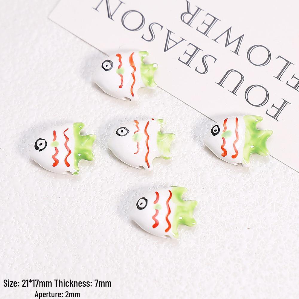 Hand-Painted Ocean Ceramic Beads: Tropical Fish, Starfish, and Seashell Shapes for DIY Jewelry