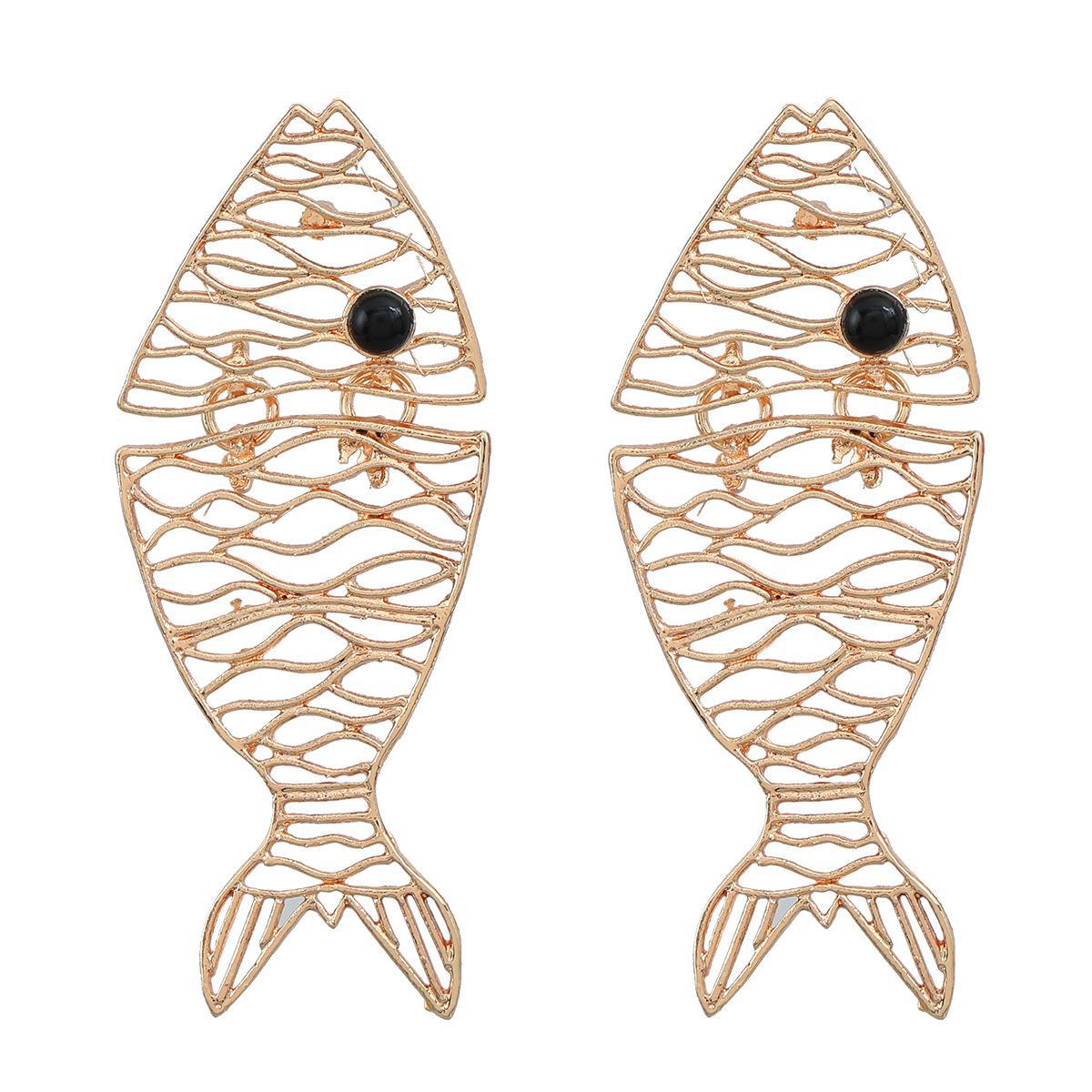 

Серьги в форме весенних рыбок: Простая европейская и американская конструкция из полого сплава. золотой