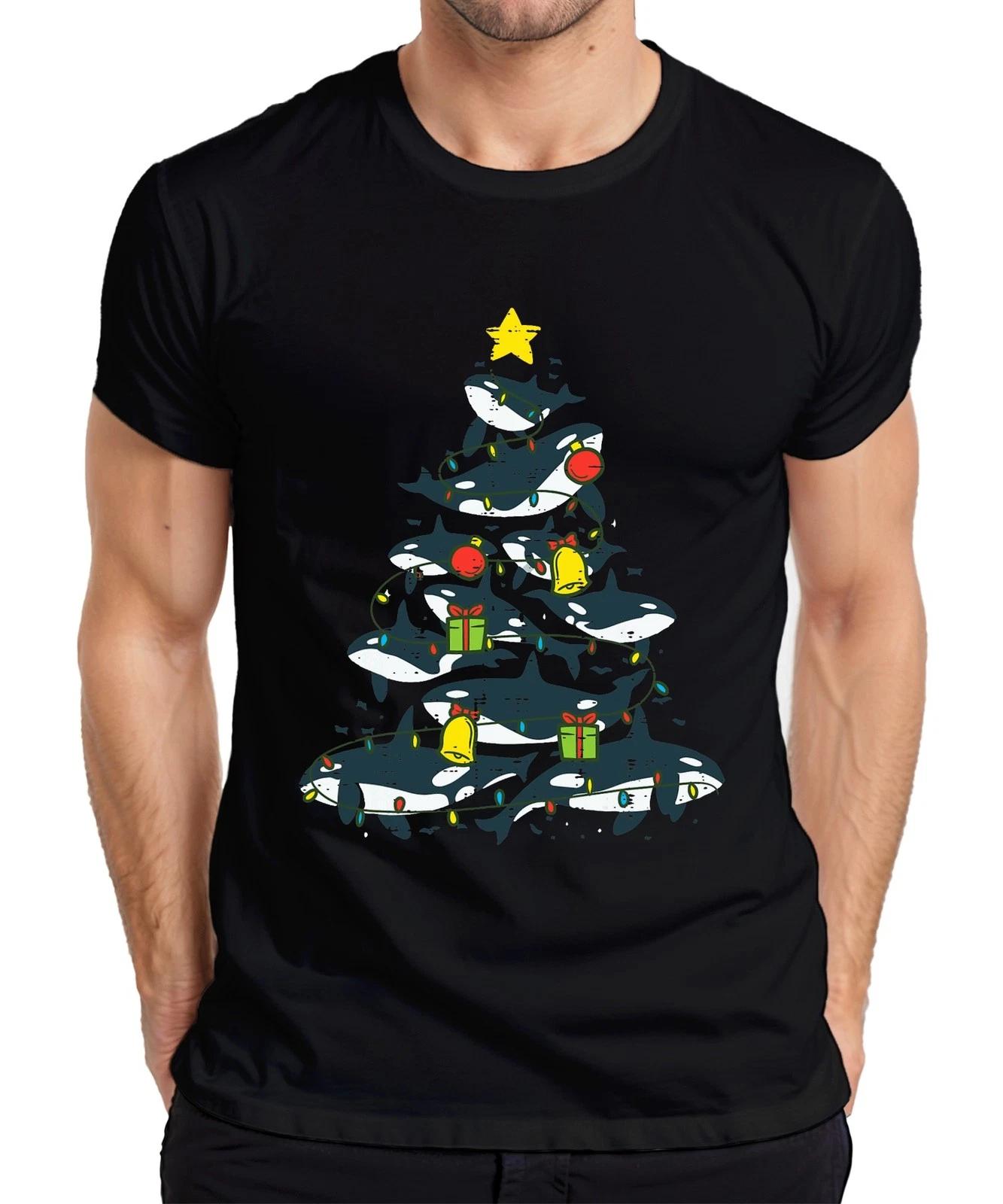 Orca Weihnachtsbaum Killerwal Lichterkette Geschenke Glocken Herren T-Shirt S