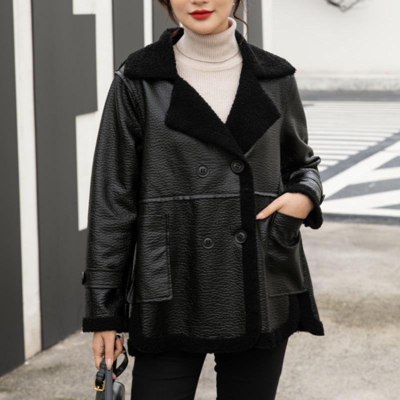 

Кожаная куртка весна-осень женская кожаная куртка корейский стиль куртка из искусственной кожи свободная короткая мотоциклетная кожаная куртка 4XL