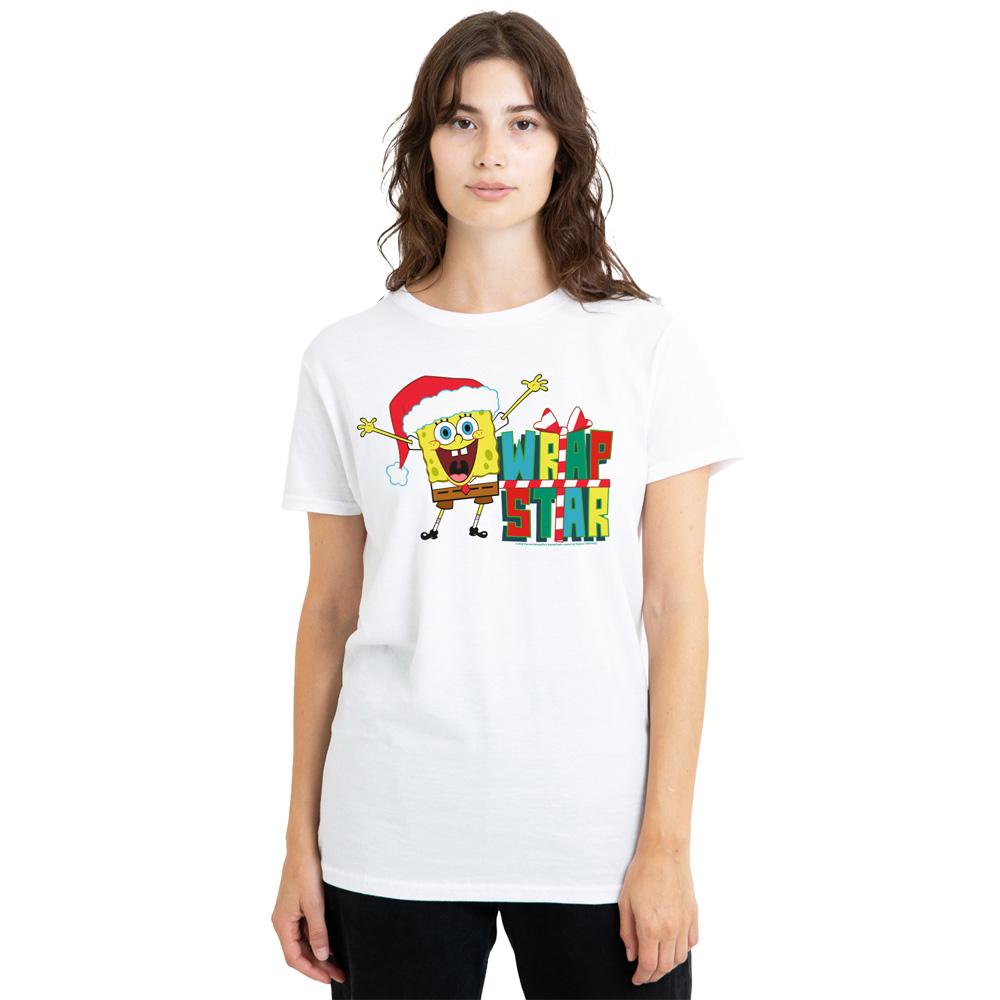 SpongeBob SquarePants Unisex Adult Wrap Star At Christmas T-Shirt
