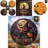 Modern Minimalist Wooden Halloween Door Sign With Creative Round Design For Home Decoration