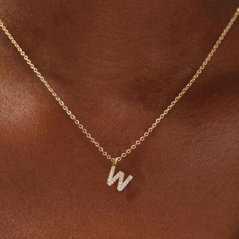 14k Gold-Plated Rhinestone Letter Necklace - Personalized Clavicle Chain Fashion Gift