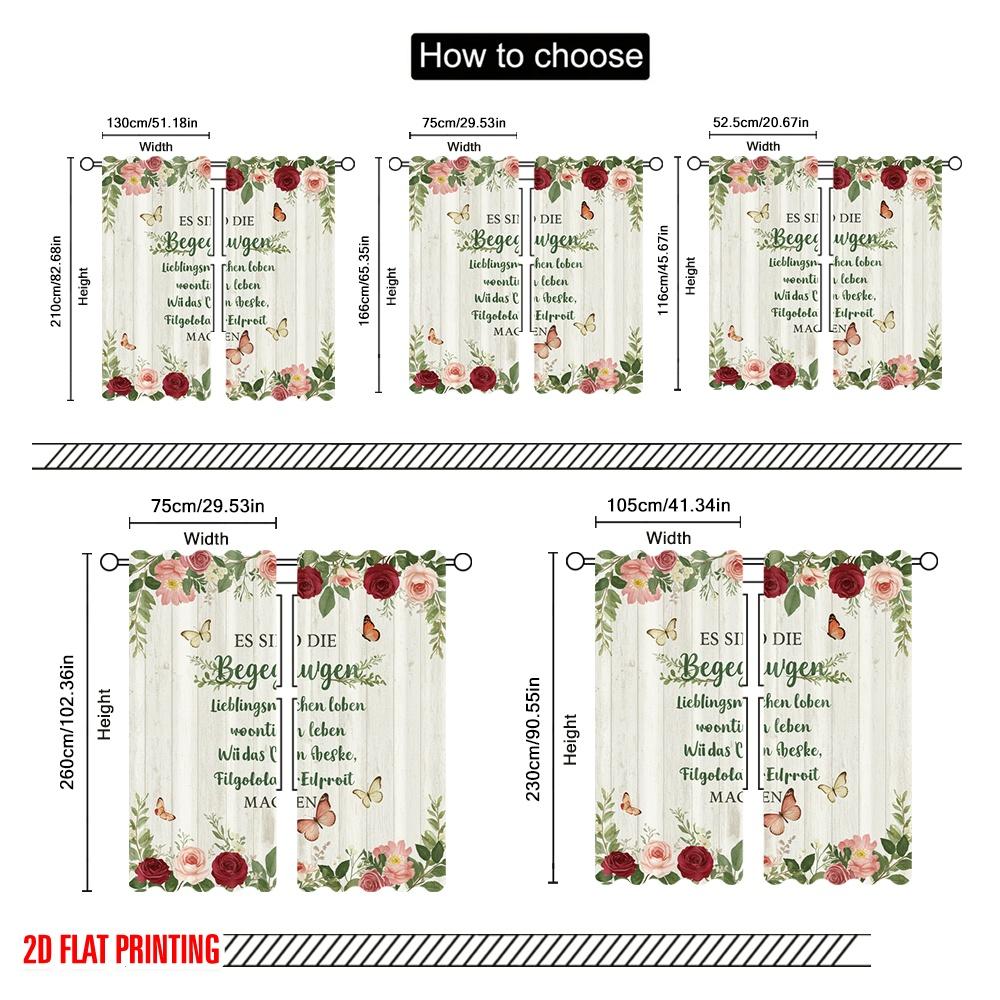 2pcs 2D Flat Printing Curtains Encounters Loved Ones Make Life Worth Fabric Without Electricity Festive Holiday for All Season