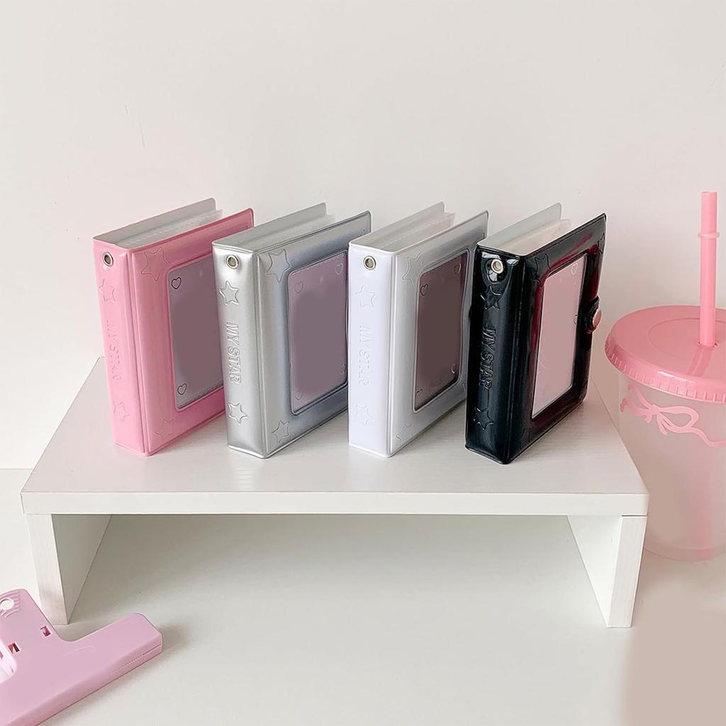 Mini Photo Album 2x3 Inch PVC Cover Hollow Cover 20 Pages Kpop Fans Idol Cards Travel Gift Portable Storage Book Cute Colors