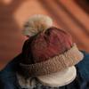 Women Vintage Red Floral Warm Patchwork Wool Hat