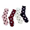 4 Pairs Womens Casual Crew Socks Elastic Fit Flocking Heart Pattern Soft Nylon Fabric Calf Socks for Comfort and Fashion