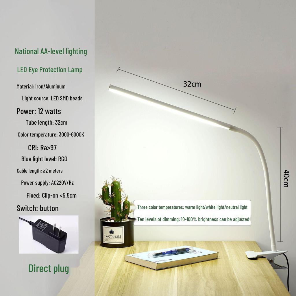 High Brightness Eye-Protection LED Clip-On Desk Lamp for Study and Nail Art