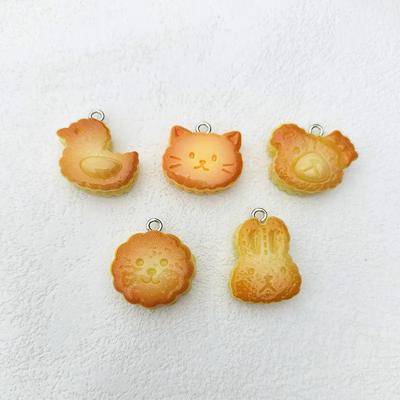 5 peças Moda Animal Coelho Urso Pão Berloques Resina Pingente Flutuante Flatback para Chaveiro Brincos Achados para Fazer Joias